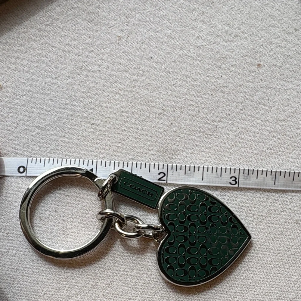 Coach Silver and Green enamel Heart Keychain - Picture 5 of 7